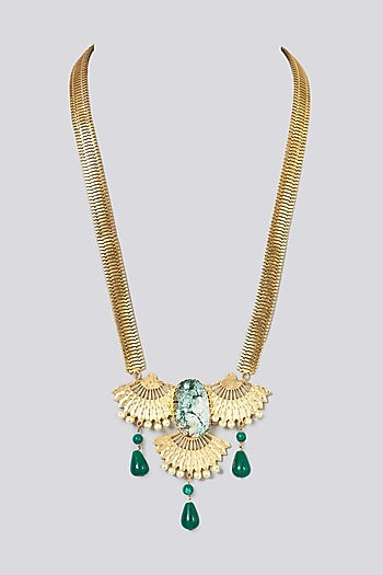 Gold Plated Turquoise & Agate Necklace