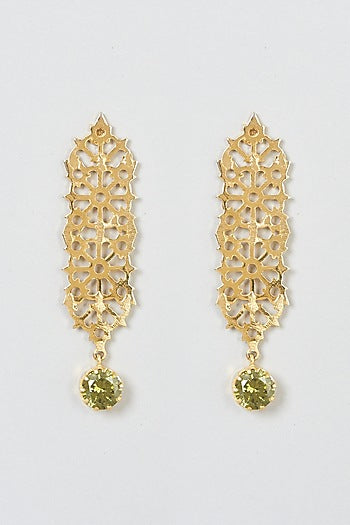 Gold Plated Copper Earrings With Crystals
