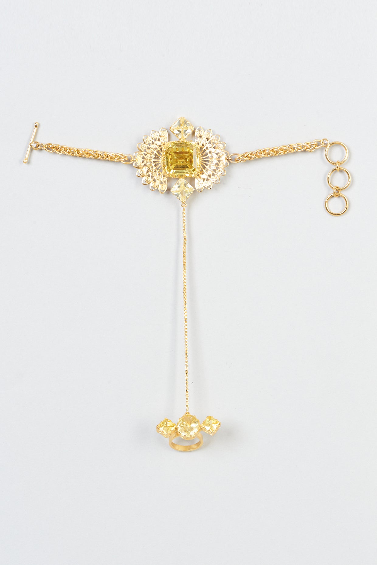 Gold Plated Hand Harness With Crystals