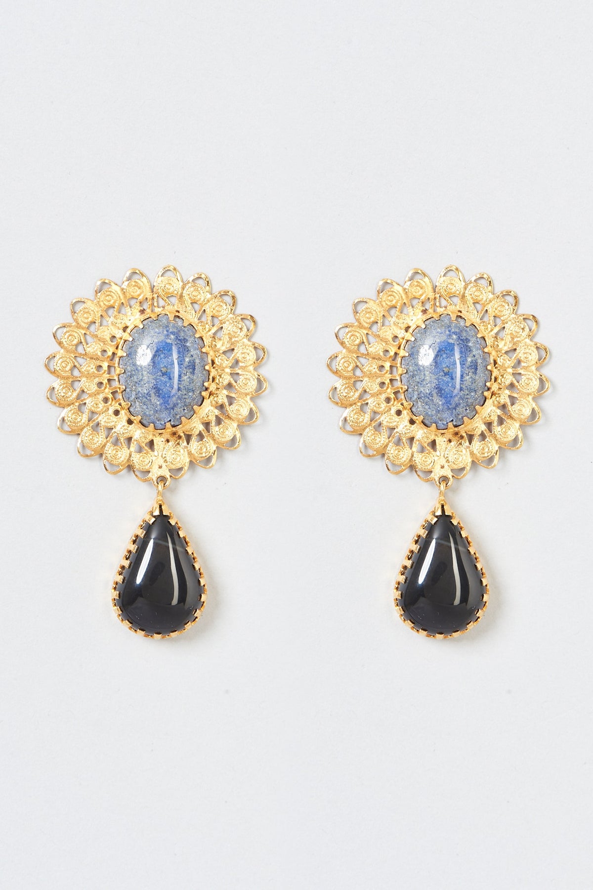 Gold Plated Lapis Earrings