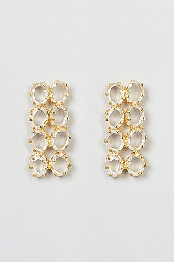 Gold Plated Crystal Earrings In Copper