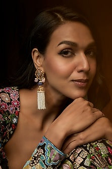 Gold Plated Kundan Polki Jhumka Earrings