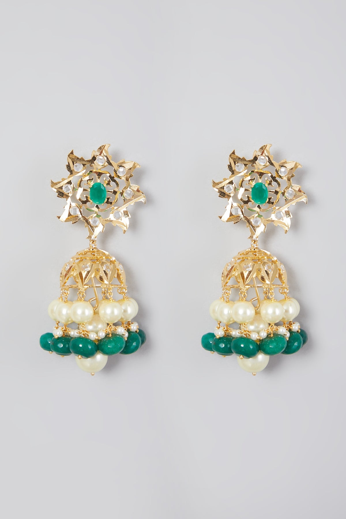 Gold Plated Kundan Polki Jhumka Earrings