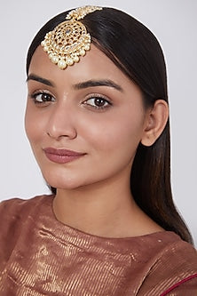 Gold Plated Kundan Polki Maang Tikka