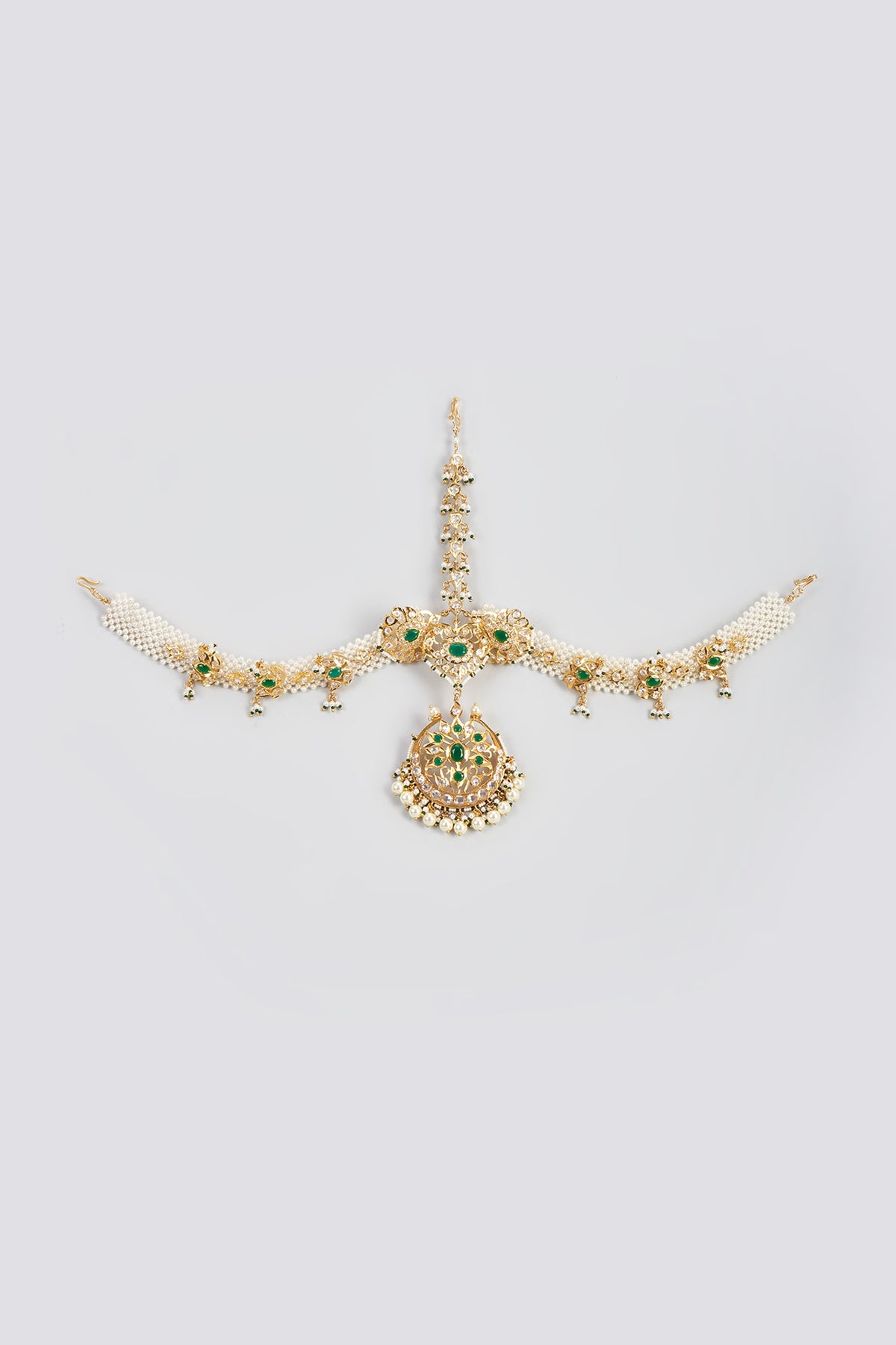 Gold Plated Kundan Polki & Onyx Mathapatti