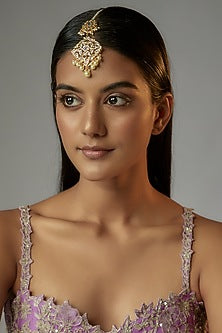 Gold Plated Semi-Precious Kundan Polki Maangtikka