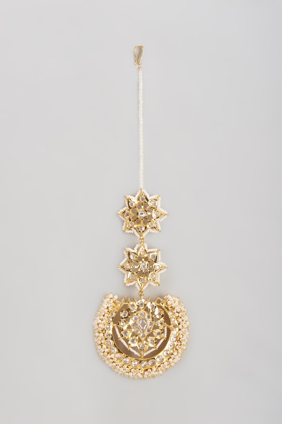 Gold Plated Semi-Precious Kundan Polki Maangtikka
