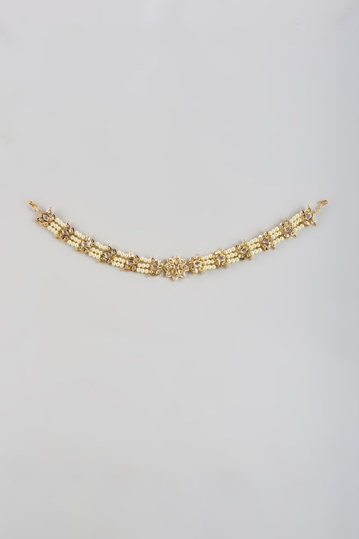 Gold Plated Kundan Polki & Onyx Mathapatti