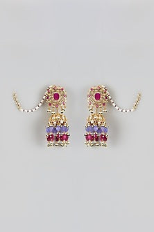 Gold Plated Kundan Polki & Red Onyx Choker Necklace Set