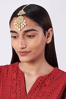Gold Plated Pearl Maang Tikka
