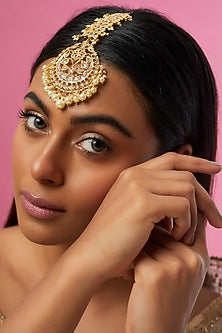 Gold Plated Semi-Precious Kundan Polki Maang Tikka