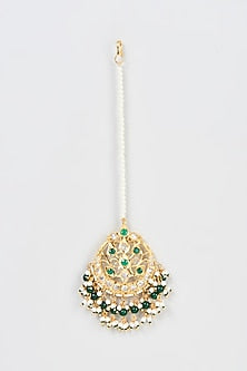 Gold Plated Kundan Polki & Pearl Maang Tikka
