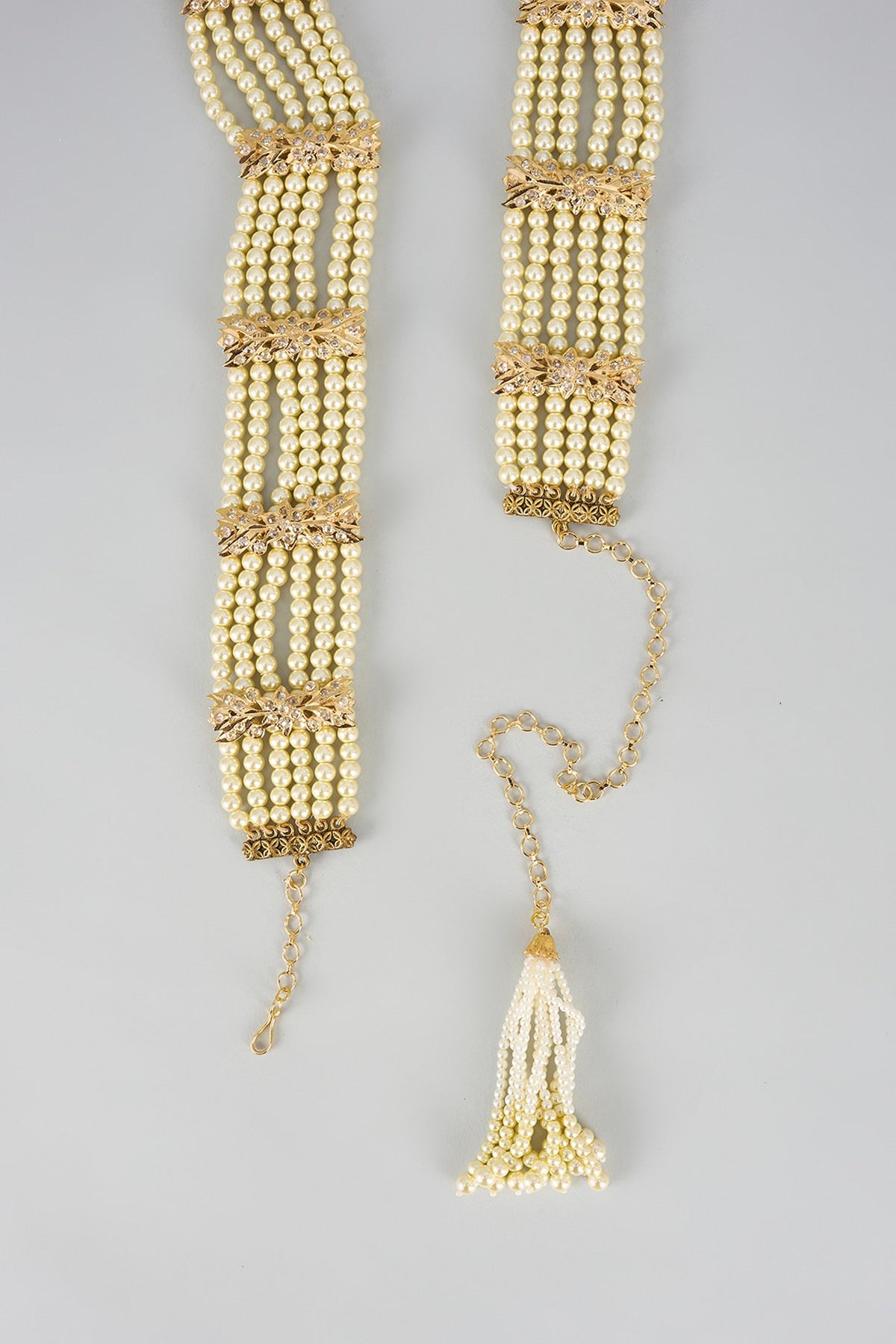 Gold Plated Kundan Polki & Pearl Waistbelt