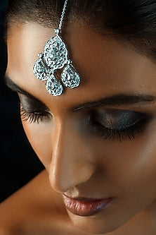 18 Kt White Gold Rose-Cut Diamond Maang Tikka