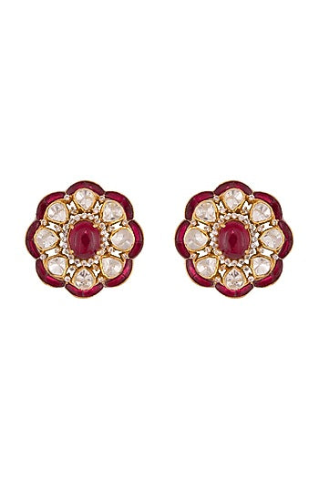 Gold Plated Ruby Stud Earrings