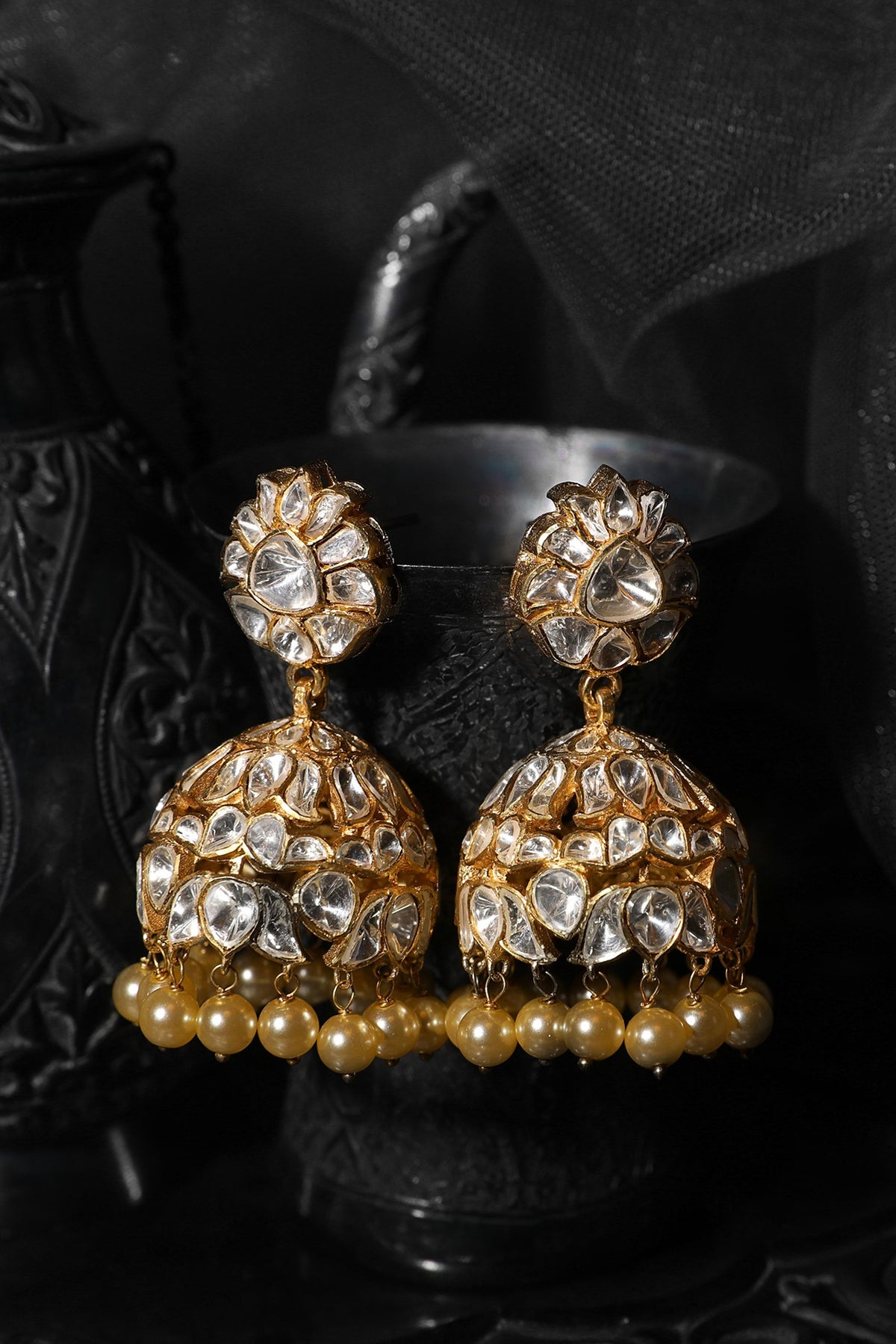 Gold Plated Pearls Jhumki Earrings