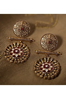 Gold Plated Ruby Dangler Earrings