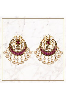 Gold Plated Vellore Polki Stud Earrings
