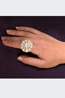 Gold Plated Pearls Ring