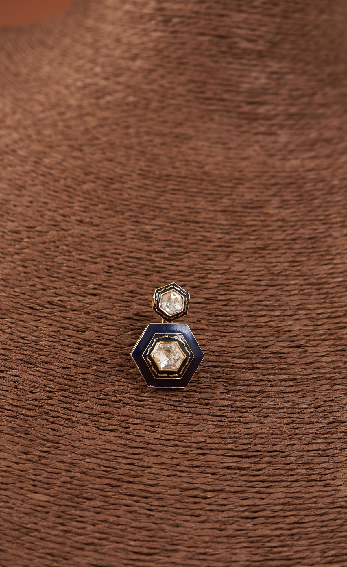 Gold Finish Enameled Necklace Set In Sterling Silver