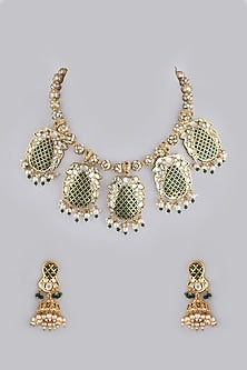Gold Foil Finish Long Necklace Set
