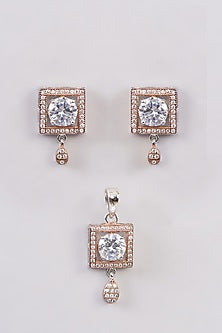 Rose Gold Finish Zircon Pendant Set