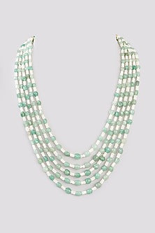 Green & White Beaded Mala