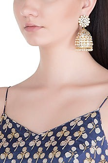 Gold Finish Kundan & CZ Diamonds Earrings