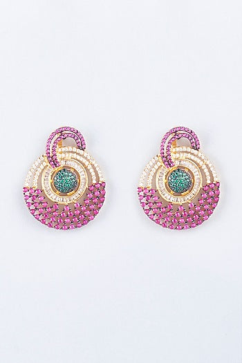 Two Tone Finish Pendant With Earrings