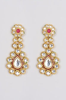 Gold Finish Kundan Polki Long Necklace Set