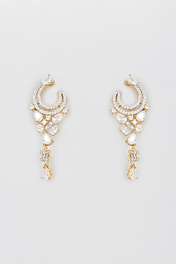 Gold Finish Zircon Dangler Earrings