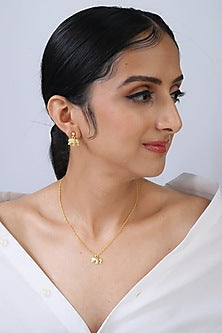Gold Plated Elephant Charm Dangler Earrings