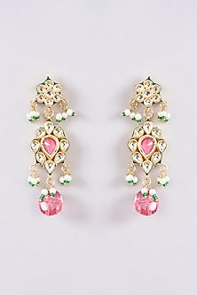 Gold Plated Kundan Polki Beaded Necklace Set