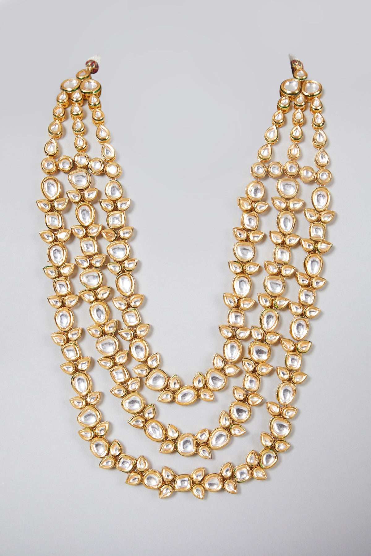 Gold Plated Three Liner Polki Necklace