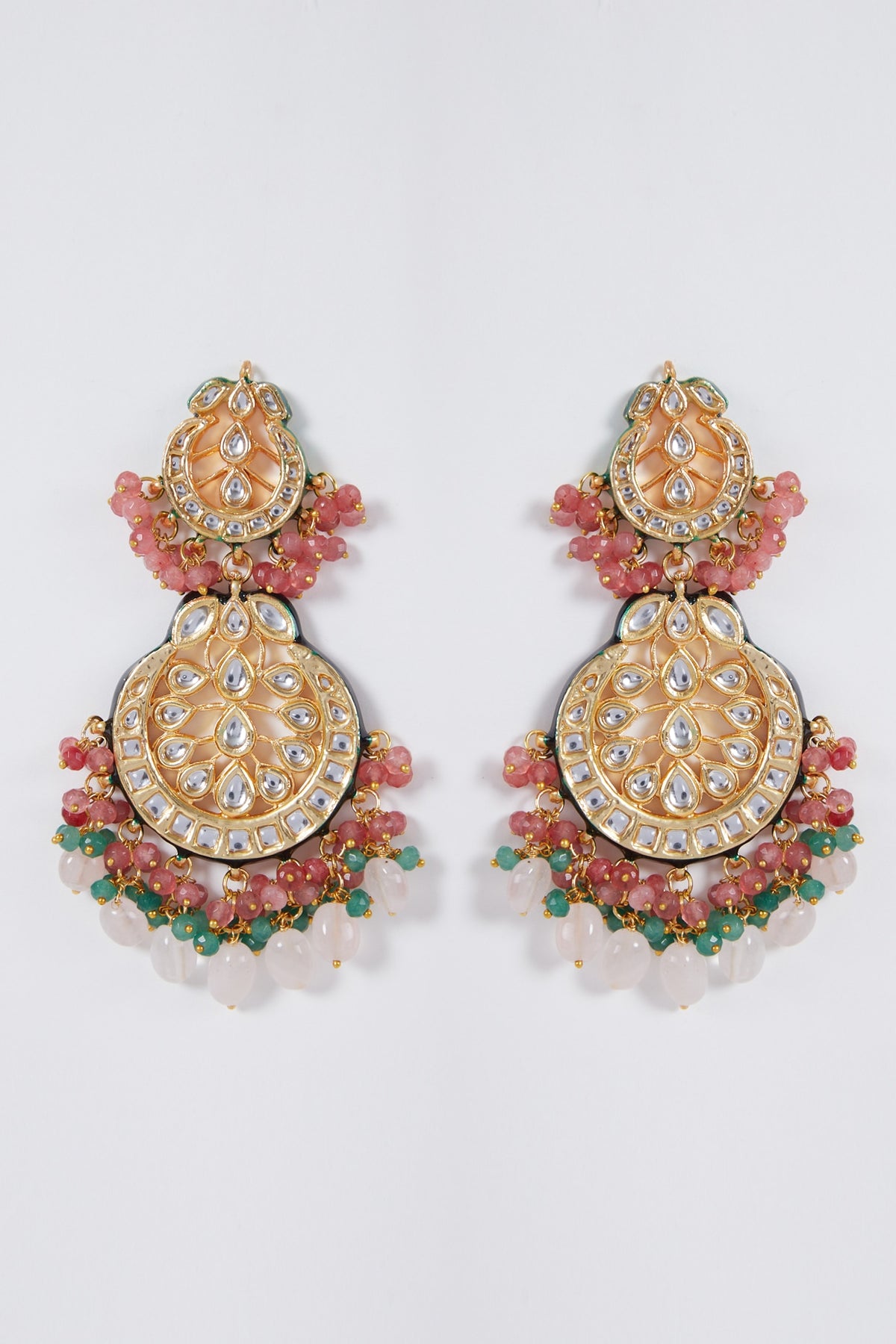 Gold Plated Meenakari Chandbali Earrings