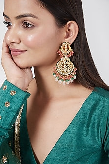 Gold Plated Meenakari Chandbali Earrings