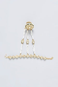 Gold Plated Kundan Polki Meenakari Hathphool