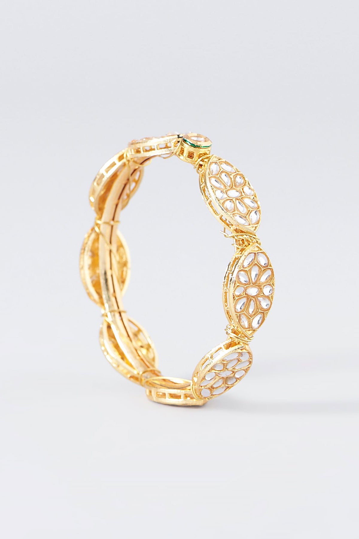 Gold Plated Kundan Polki Bangle