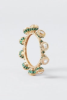 Gold Plated Kundan Polki Meenakari Bangle