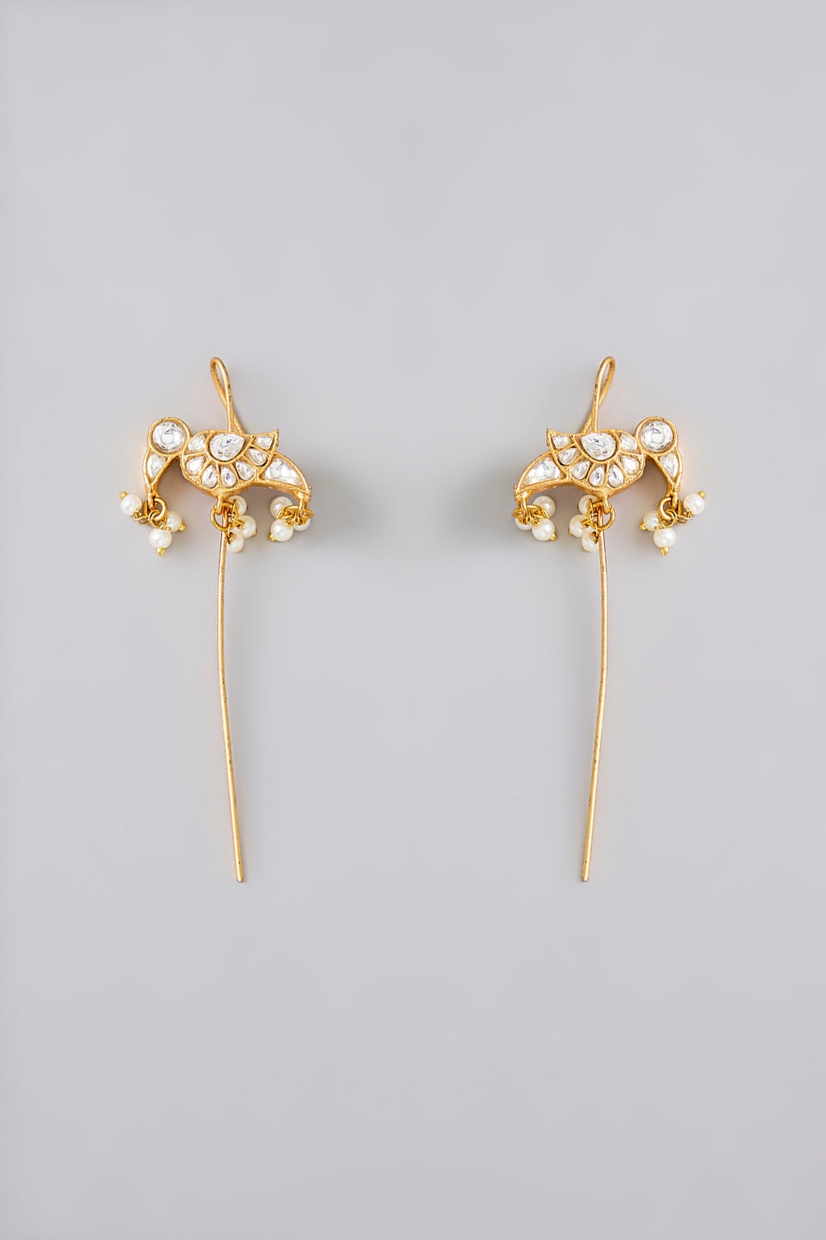 Gold Plated Kundan Polki Stud Earrings