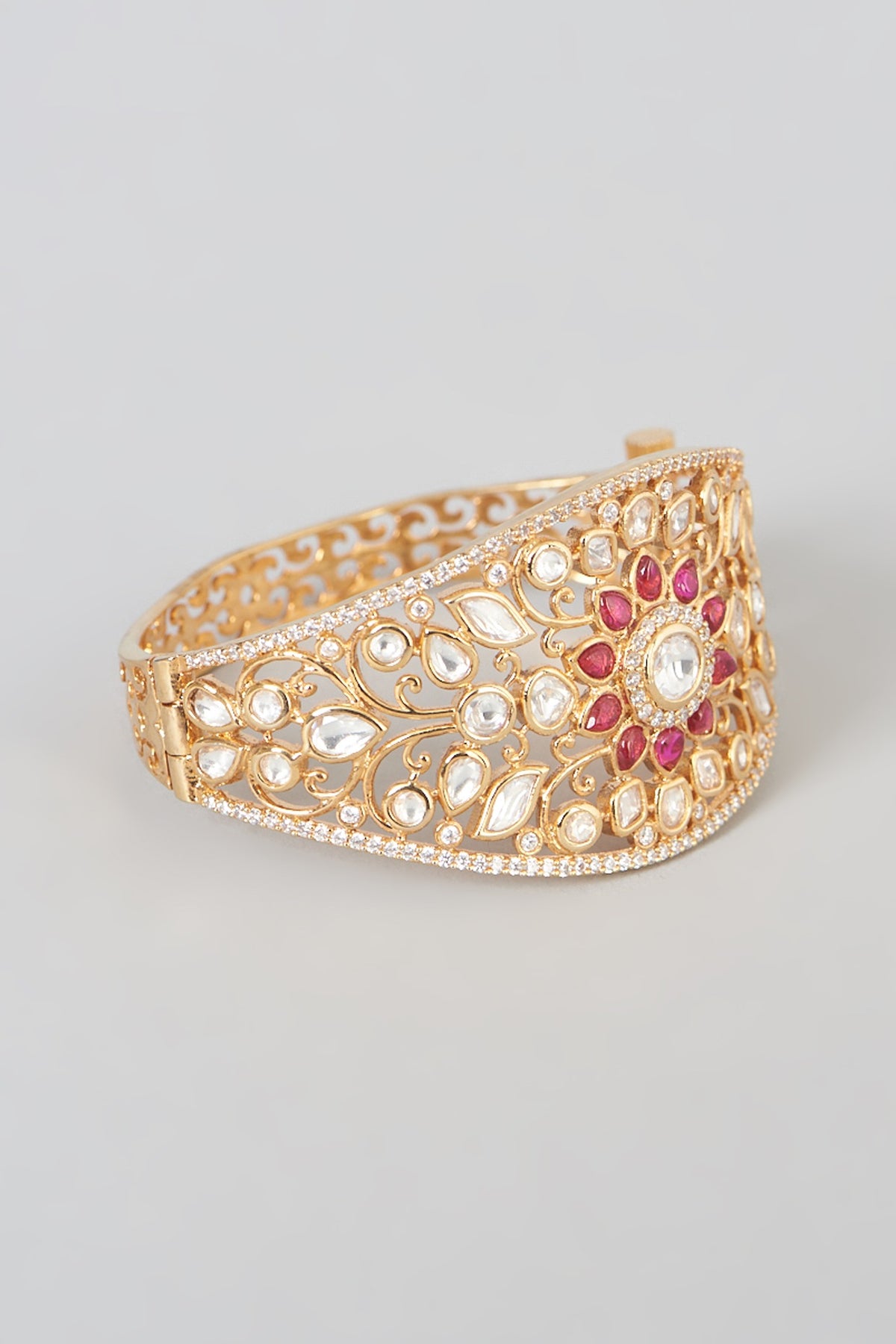 Gold Plated Kundan Polki Bracelet