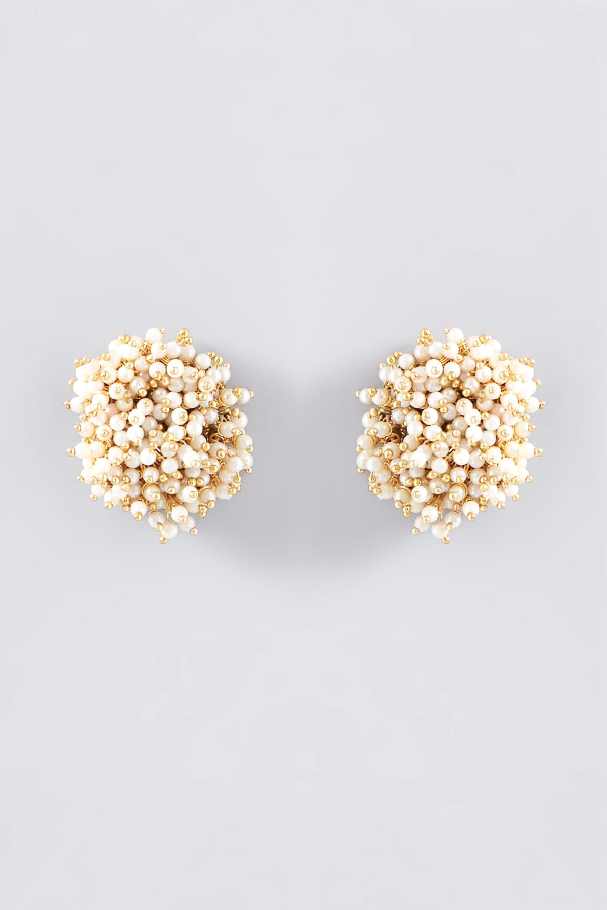 Gold Plated Basra Pearls Stud Earrings