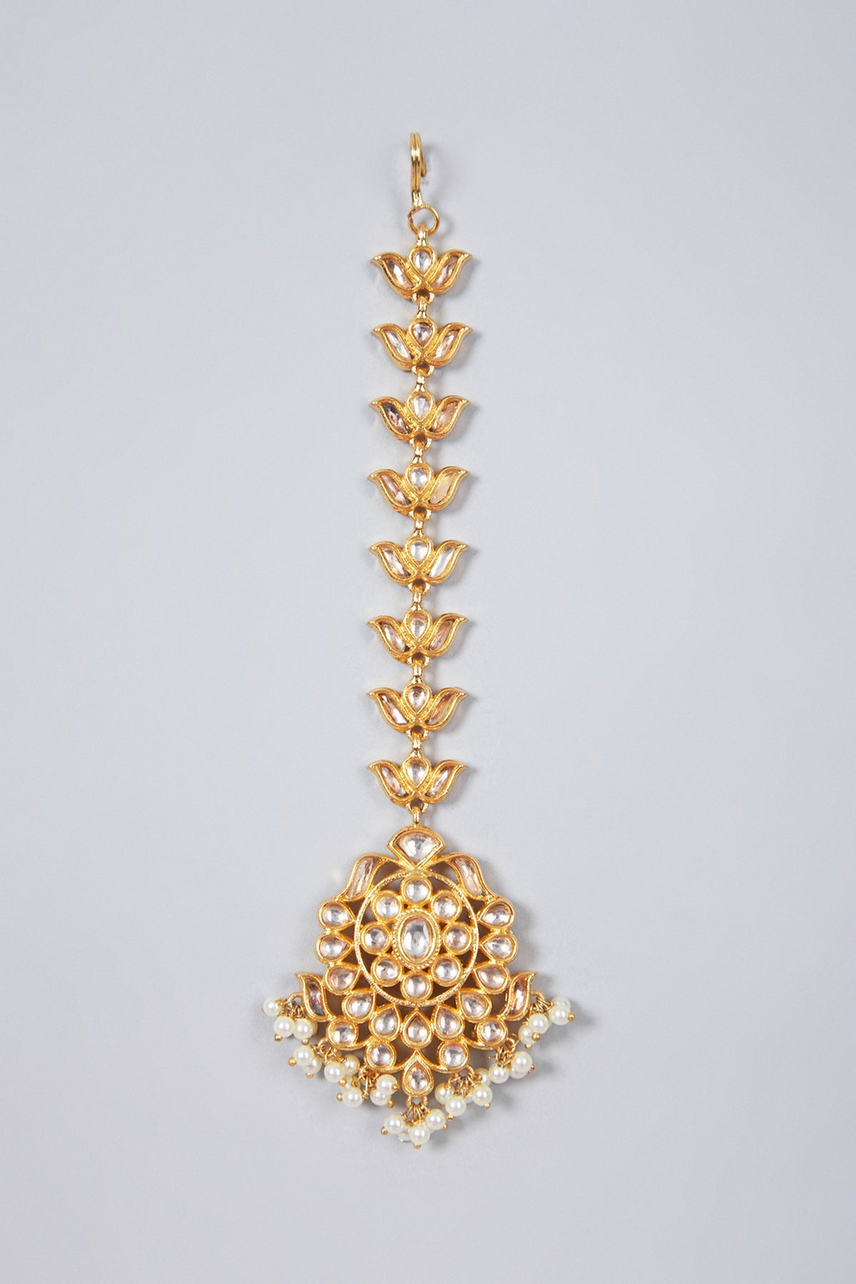 Gold Plated Floral Kundan Polki Maang Tikka