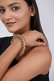 Gold Plated Red Meena Work Bangle