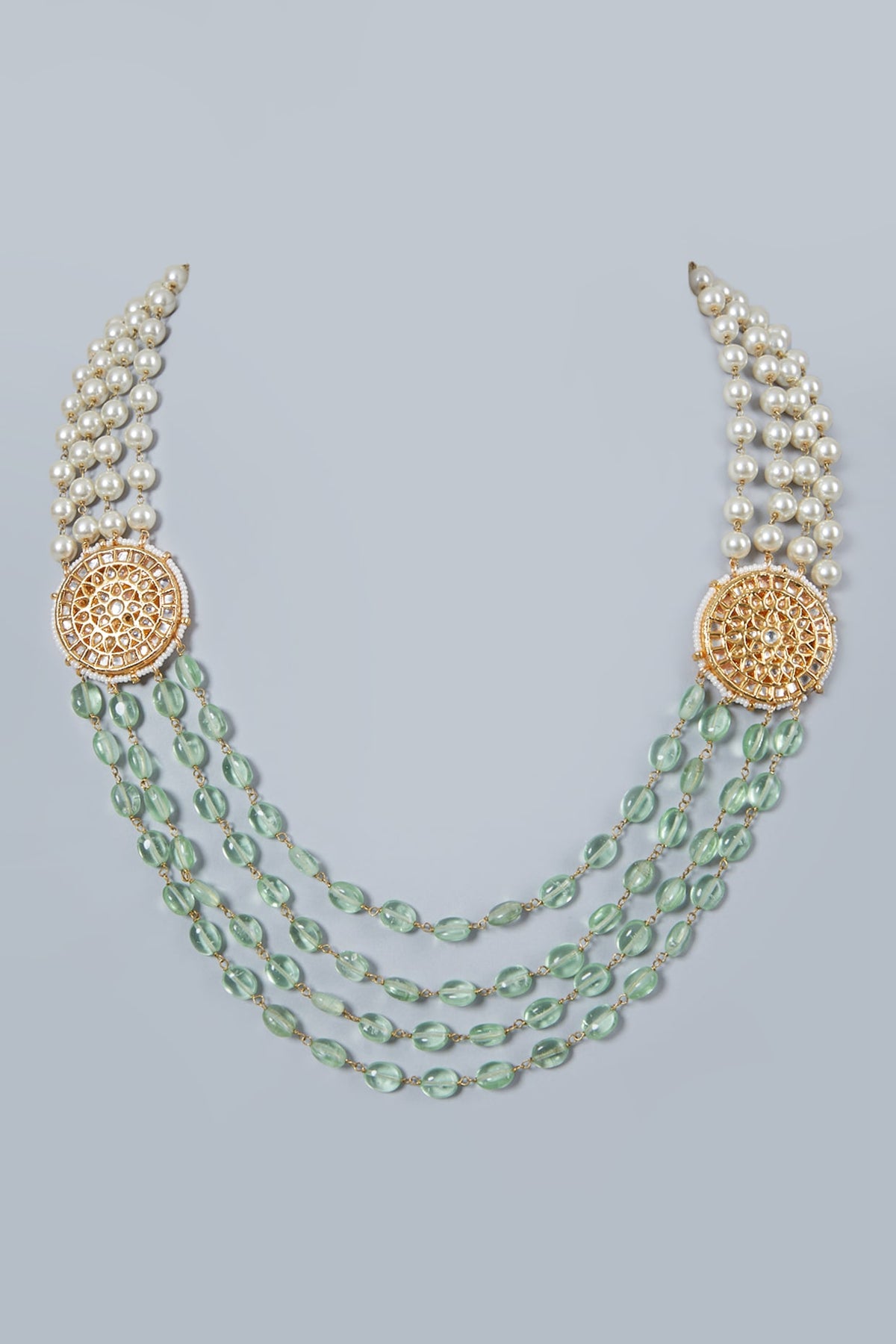 Gold Plated Aquamarine Beaded Necklace
