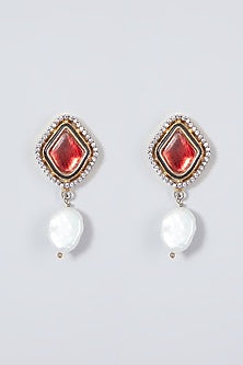 Gold Plated Kundan Polki Stud Earrings