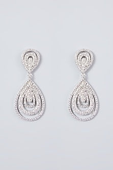 Silver Finish Kundan Polki & Zircon Earrings