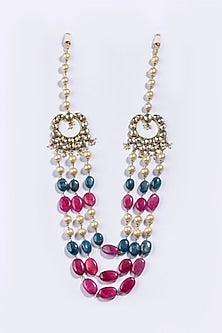Gold Plated Kundan Polki & Multi-Colored Bead Long Necklace