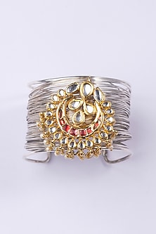 Two Tone Finish Kundan Mesh Bracelet