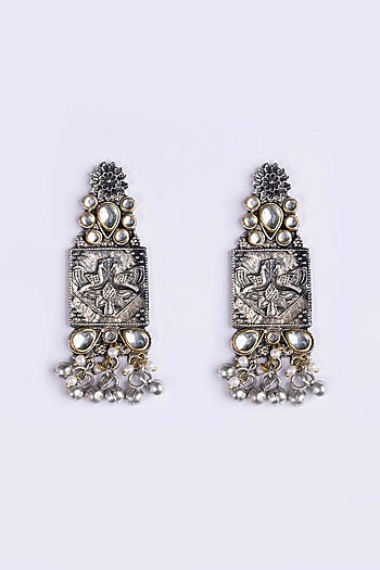 Oxidised Silver Finish Dangler Earrings